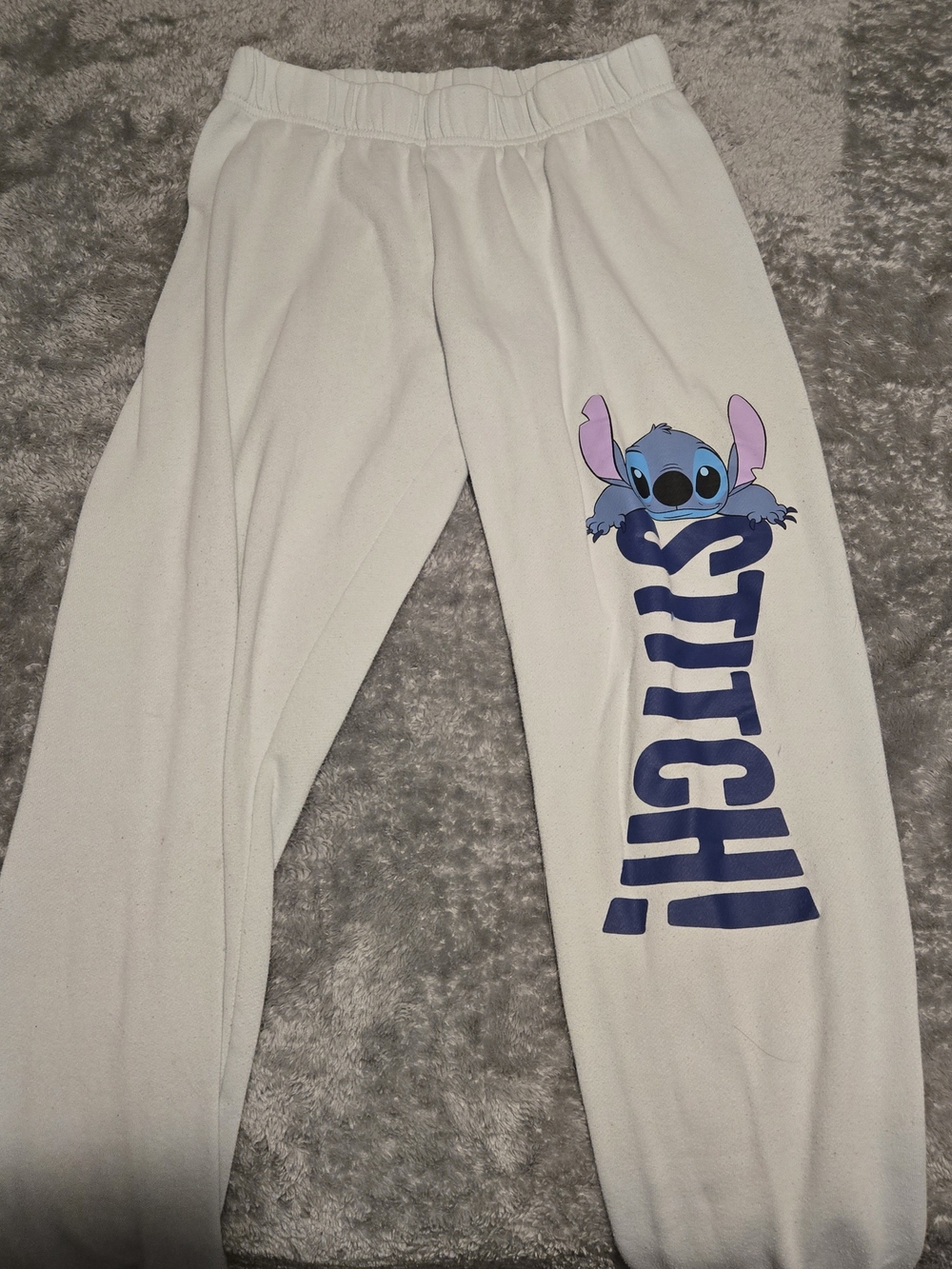 Disney White Pants with Blue Stitch Graphic